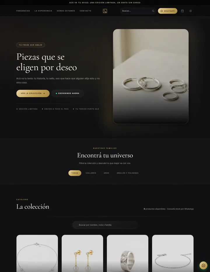 Modelo Boutique nocturna: Negro y dorado